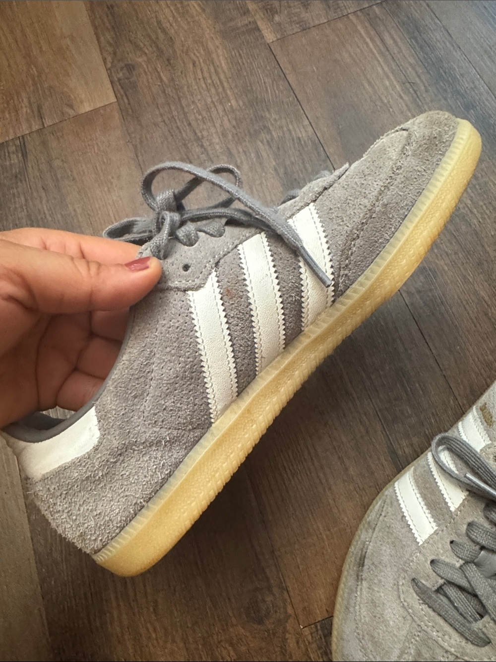 adidas Samba Suede Sneakers in Light Gray and White - Picture 13 of 15
